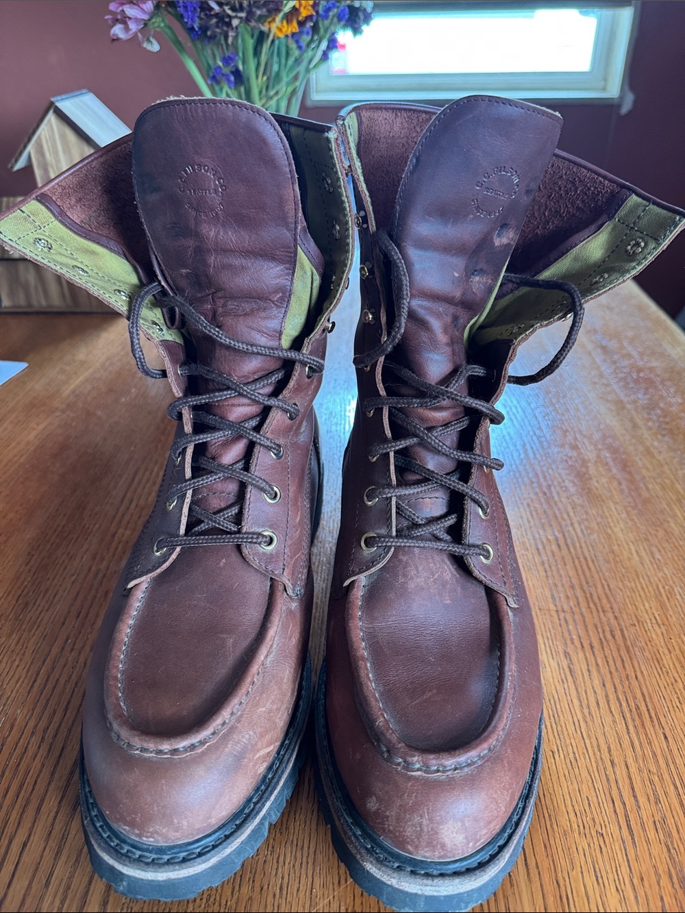 Filson Men's Dark Brown Leather Moc-Toe Lace-Up Boots - Picture 5 of 7